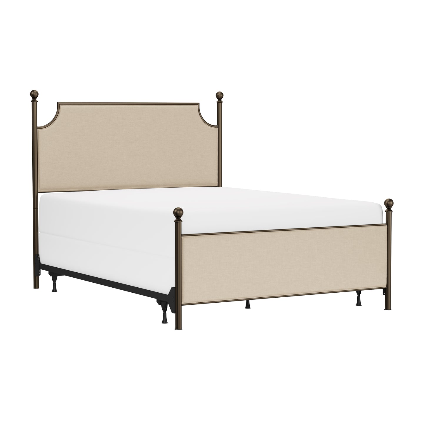 Hillsdale Furniture McArthur Queen Metal and Upholstered Bed, Bronze with Linen Stone Fabric