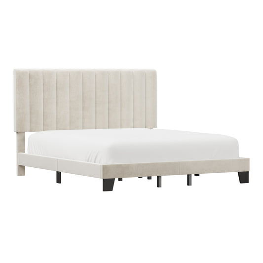 Hillsdale Furniture Crestone Upholstered Adjustable Height King Platform Bed, Cream