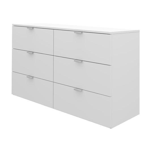 Hillsdale Living Essentials Delmar Wood 6 Drawer Dresser, Matte White