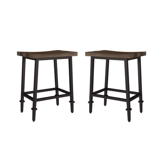 Hillsdale Furniture Trevino Metal Backless Counter Height Stool, Set of 2, Distressed Walnut