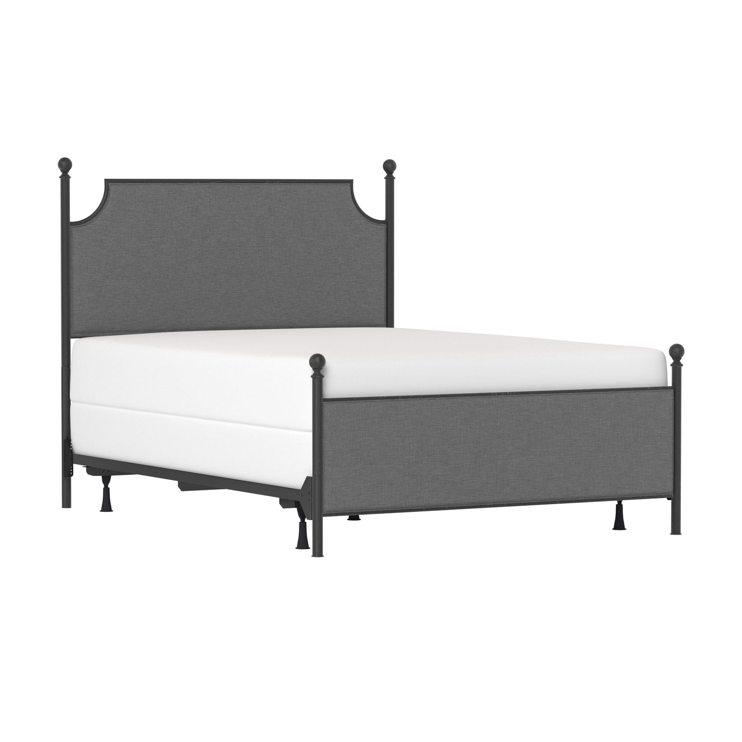 Hillsdale Furniture McArthur Queen Metal and Upholstered Bed, Matte Black with Gray Fabric