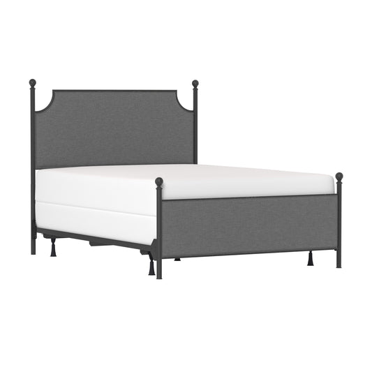 Hillsdale Furniture McArthur Queen Metal and Upholstered Bed, Matte Black with Gray Fabric