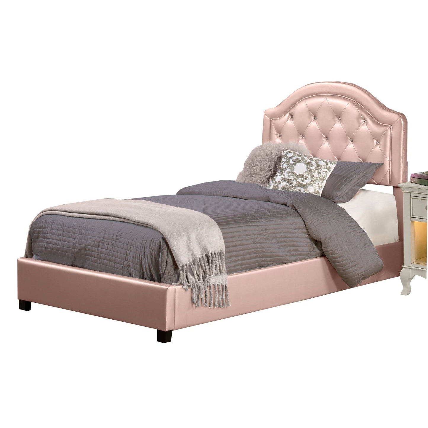 Hillsdale Furniture Karley Full Upholstered Bed, Pink Faux Leather