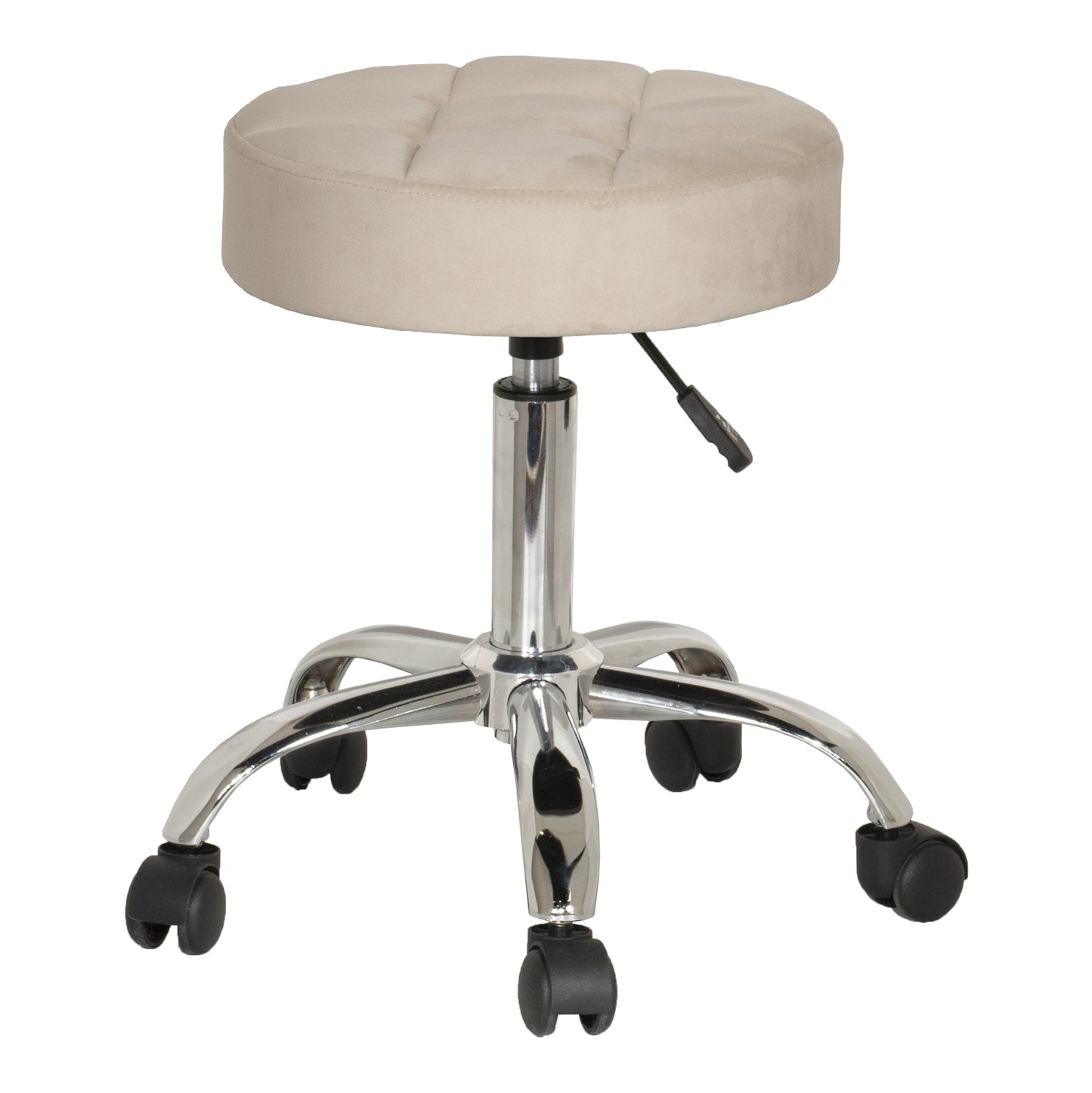 Hillsdale Furniture Nora Metal Adjustable Backless Vanity/Office Stool, Chrome with Cream Velvet