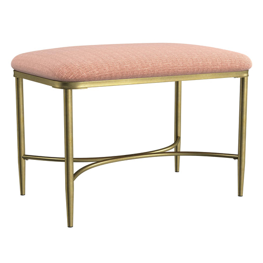 Hillsdale Furniture Wimberly Modern Backless Metal Vanity Stool, Gold with Coral Fabric