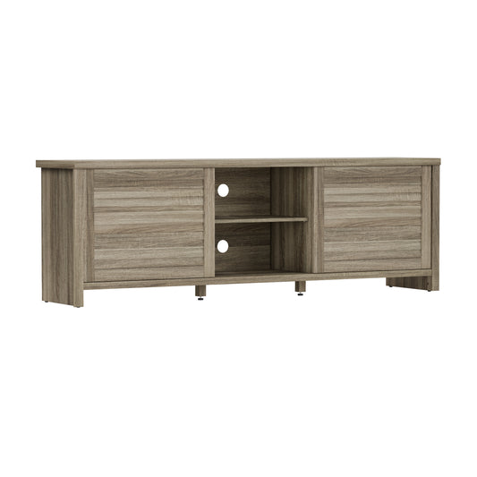 Living Essentials by Hillsdale Handerson 74 Inch Wood Entertainment Console, Dark Oak Finish