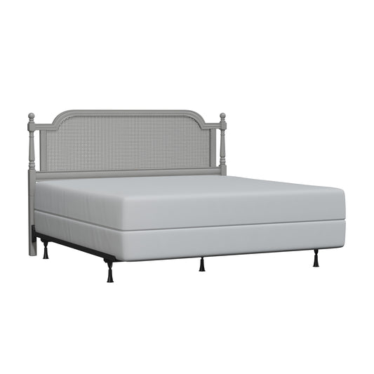 Hillsdale Furniture Melanie Wood and Cane King Headboard with Frame, French Gray