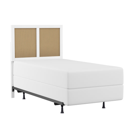 Hillsdale Furniture Serena Wood and Cane Panel Twin Headboard with Frame, White