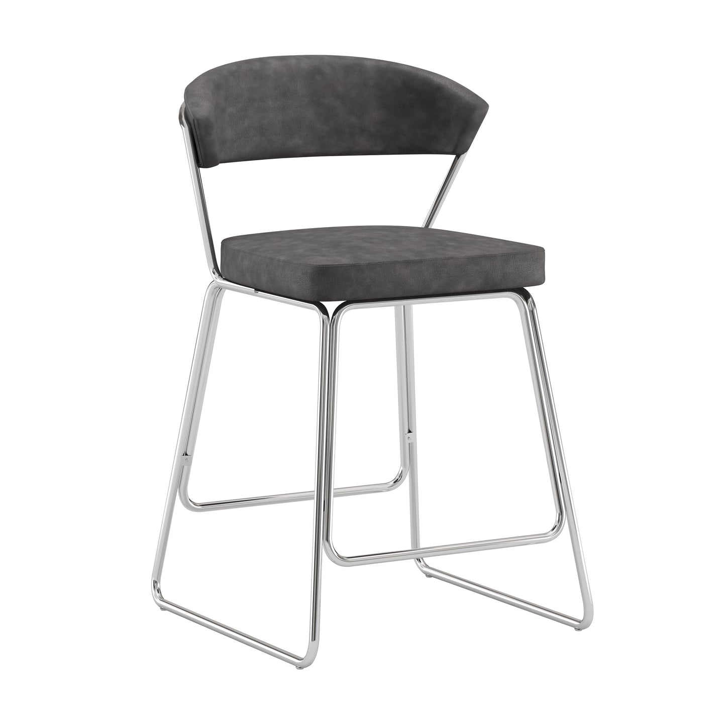 Hillsdale Furniture Hanley Metal Counter Height Stool, Chrome with Black Faux Leather