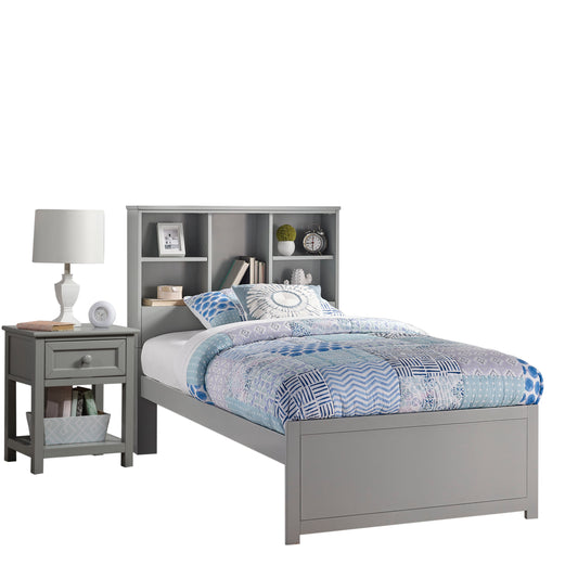 Hillsdale Kids and Teen Caspian Twin Bookcase Bed with Nightstand, Gray