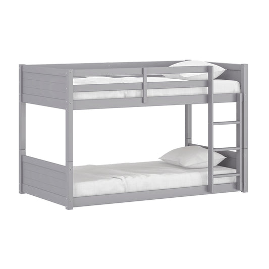 Living Essentials by Hillsdale Capri Wood Twin Over Twin Floor Bunk Bed, Gray