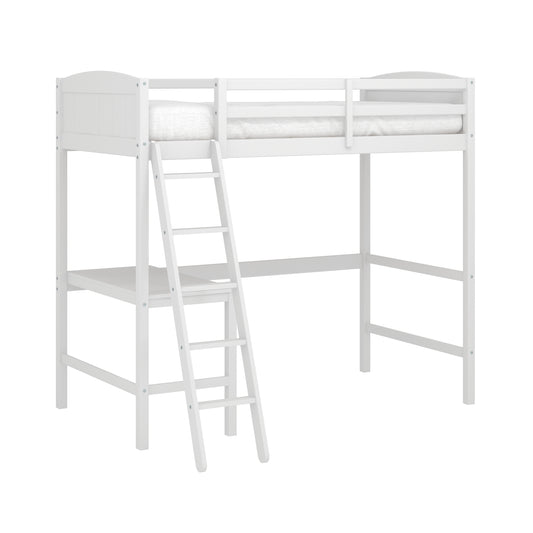 Living Essentials by Hillsdale Alexis Wood Arch Twin Loft Bed with Desk, White
