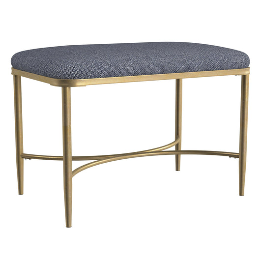 Hillsdale Furniture Wimberly Modern Backless Metal Vanity Stool, Gold with Blue Fabric
