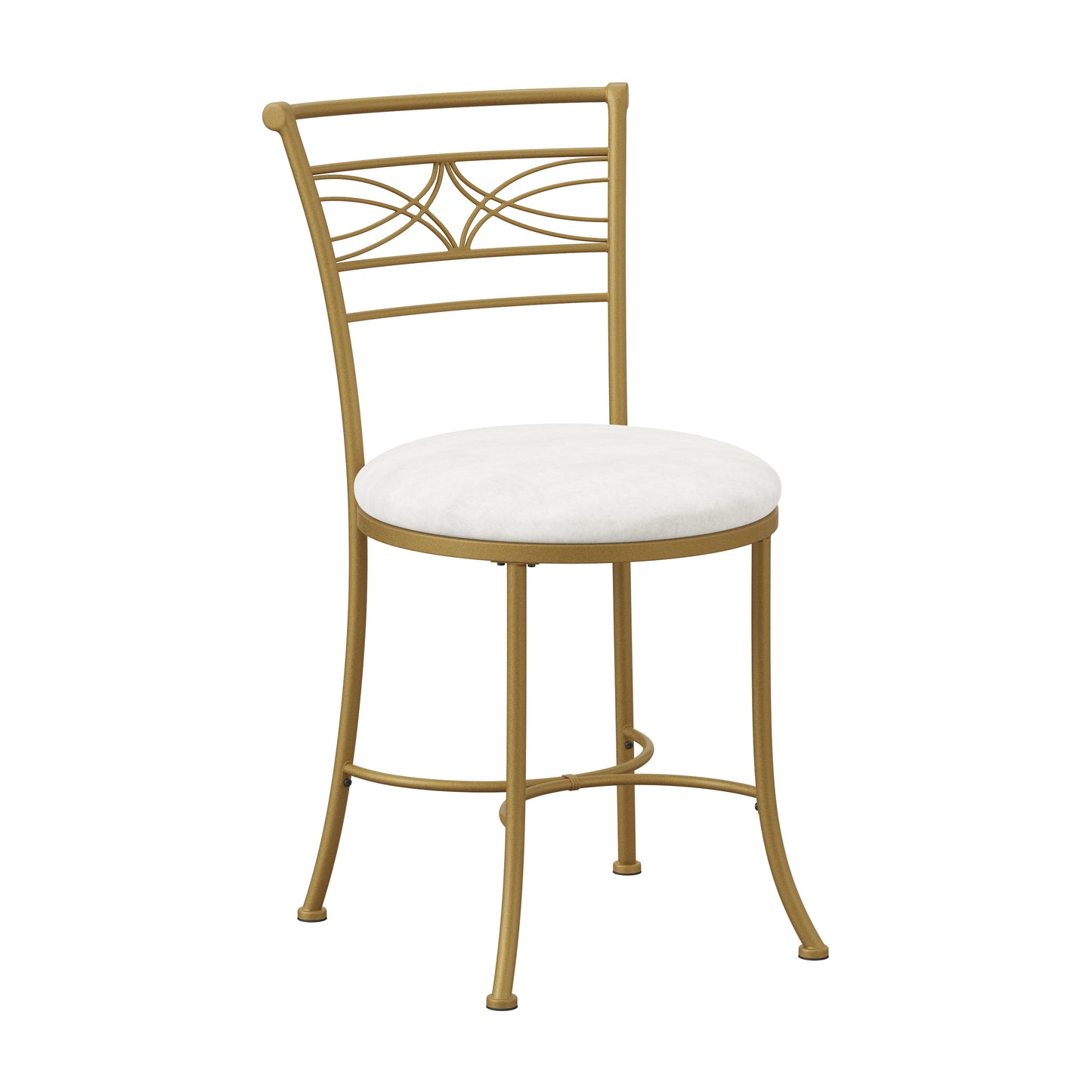 Hillsdale Furniture Dutton Metal Vanity Stool with Center Diamond Design, Gold