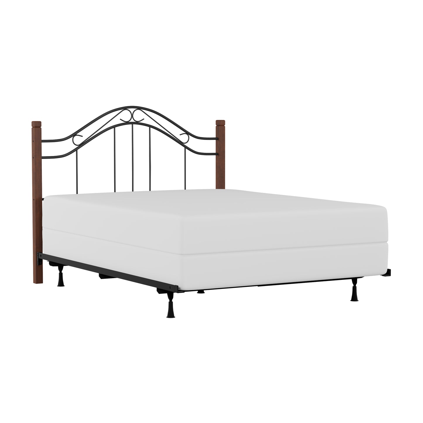 Hillsdale Furniture Matson Full/Queen Metal Headboard with Frame and Cherry Wood Posts, Black