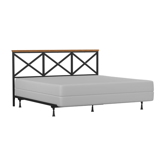 Hillsdale Furniture Ashford Metal King Headboard with Frame, Black with Oak Finished Wood