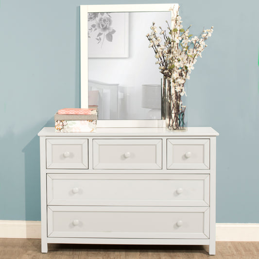 Hillsdale Kids and Teen Schoolhouse 4.0 5 Drawer Dresser and Mirror, White