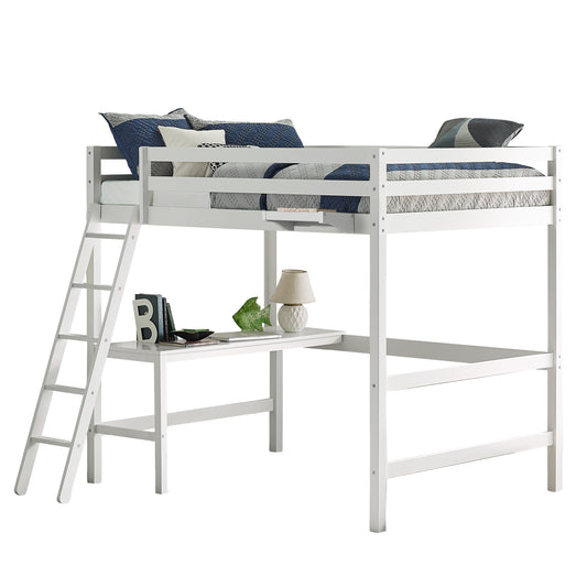 Hillsdale Kids and Teen Caspian Full Loft Bed with Hanging Nightstand, White