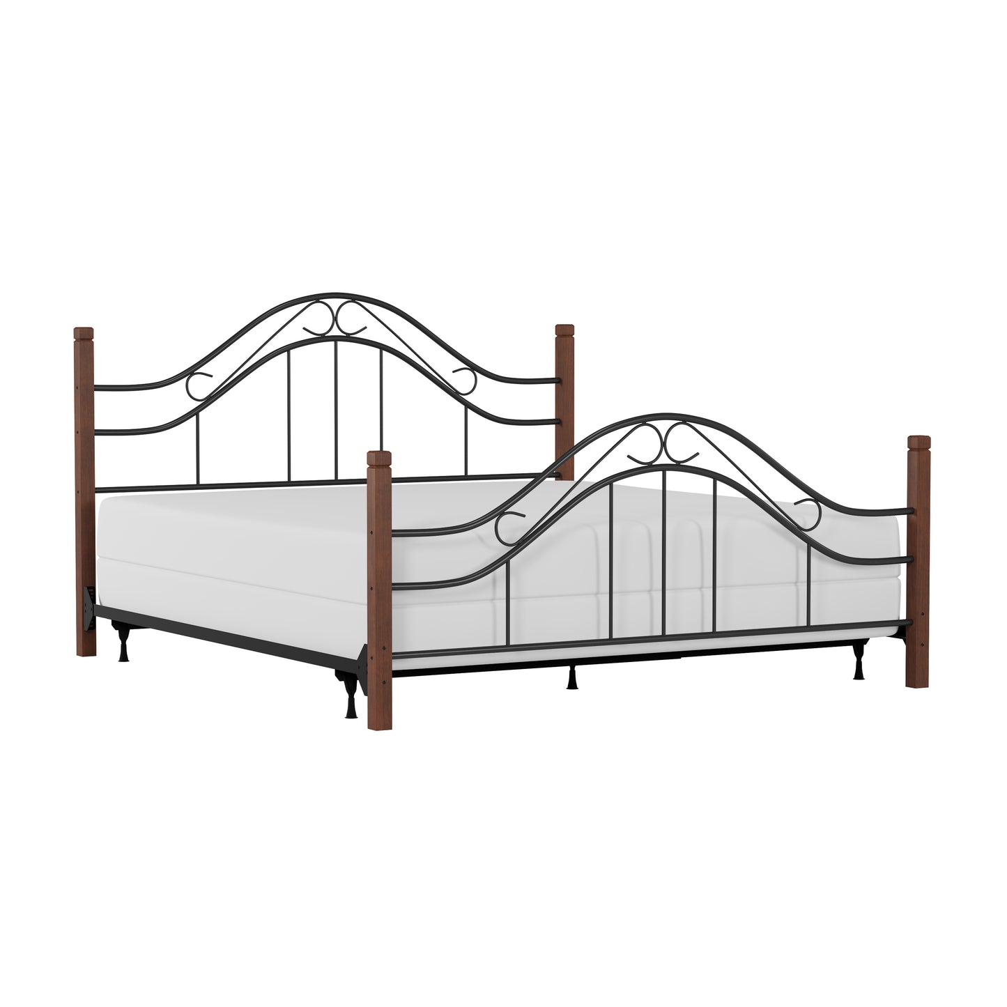 Hillsdale Furniture Matson King Metal Bed with Cherry Wood Posts, Black