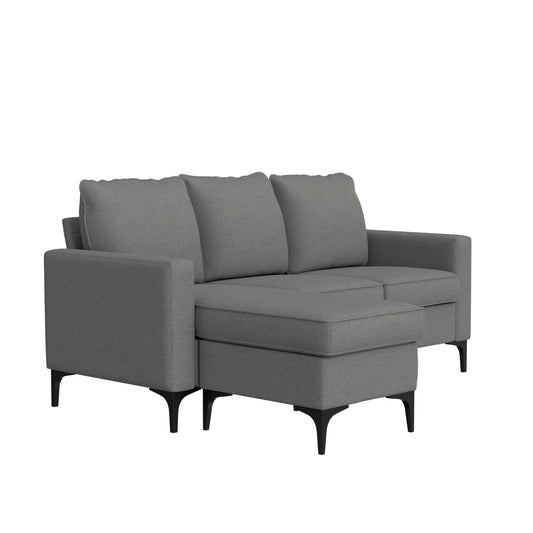 Hillsdale Furniture Alamay Upholstered Reversable Sectional Chaise Back Deck, Seat Deck, Front Rail, Ottoman, Back Cushions, Seat Cushions And Chaise Cushion, Smoke