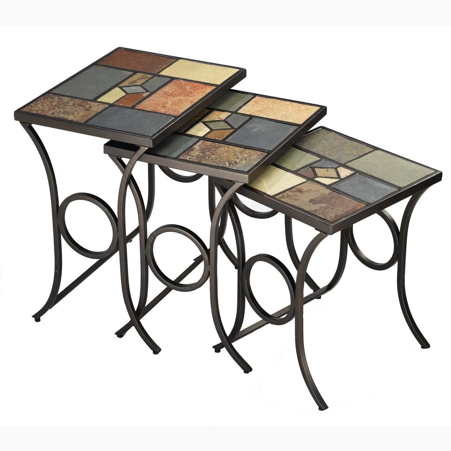 Hillsdale Furniture Pompei Metal Nesting Tables, Set of 3, Black Gold