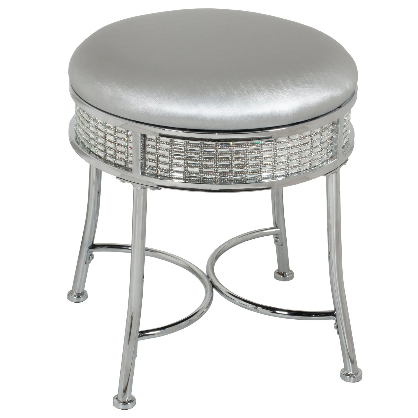 Hillsdale Furniture Venice Backless Faux Diamond Band Vanity Stool, Chrome