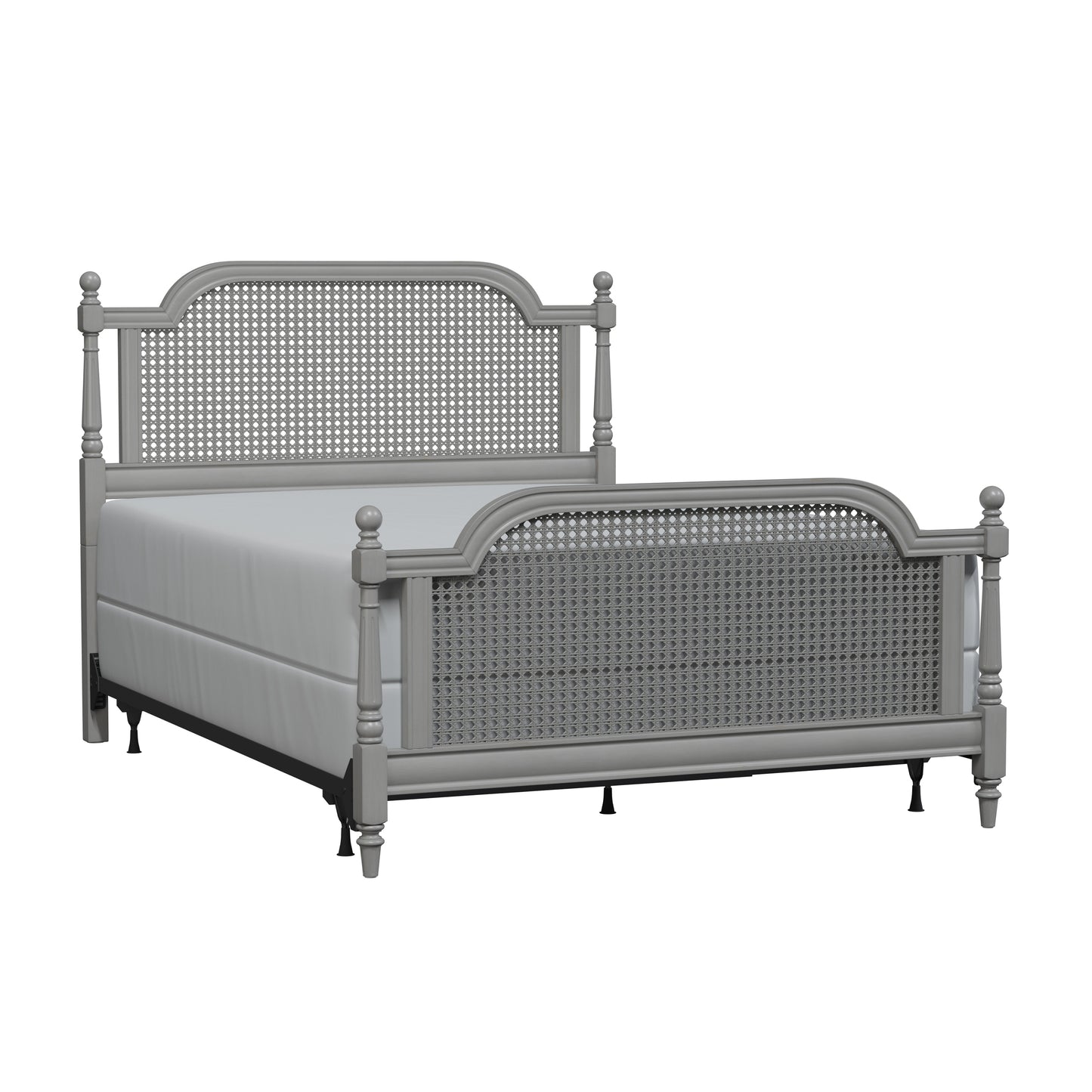 Hillsdale Furniture Melanie Wood and Cane Queen Bed, French Gray