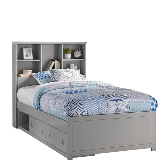 Hillsdale Kids and Teen Caspian Twin Bookcase Bed with Storage Unit, Gray