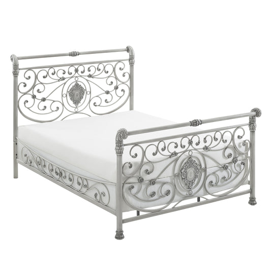 Hillsdale Furniture Mercer Queen Metal Sleigh Bed, Brushed White