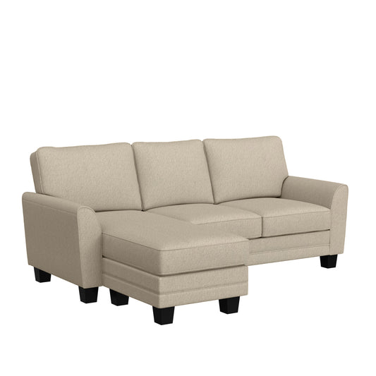 Hillsdale Furniture Upholstered Reversible Chaise Sectional with Storage Ottoman, Putty