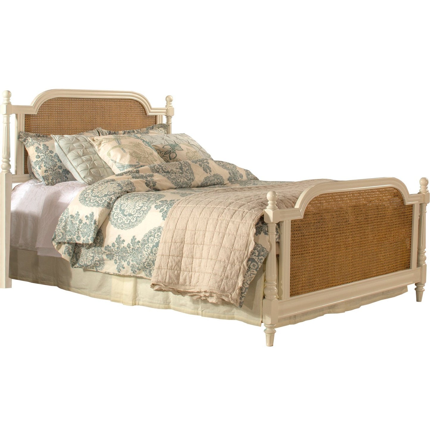 Hillsdale Furniture Melanie Wood and Cane Queen Bed, White