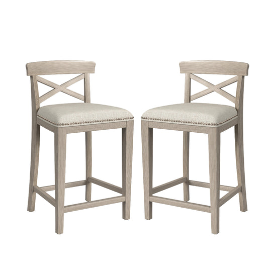 Hillsdale Furniture Bayview Wood Counter Height Stool, Set of 2,  White Wire Brush