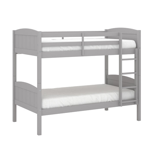 Living Essentials by Hillsdale Alexis Wood Arch Twin Over Twin Bunk Bed, Gray