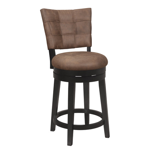 Hillsdale Furniture Kaede Wood and Upholstered Counter Height Swivel Stool, Black with Chestnut Faux Leather