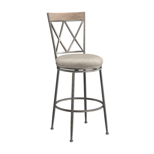 Hillsdale Furniture Stewart Metal Bar Height Swivel Stool, Aged Pewter