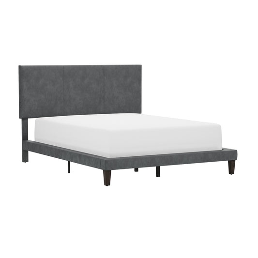 Hillsdale Furniture Muellen Upholstered Platform Full Bed with 2 Dual USB Ports, Graphite Gray Vinyl