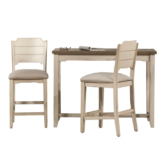 Hillsdale Furniture Clarion Wood 3 Piece Counter Height Dining Set with Open Back Stools, Sea White
