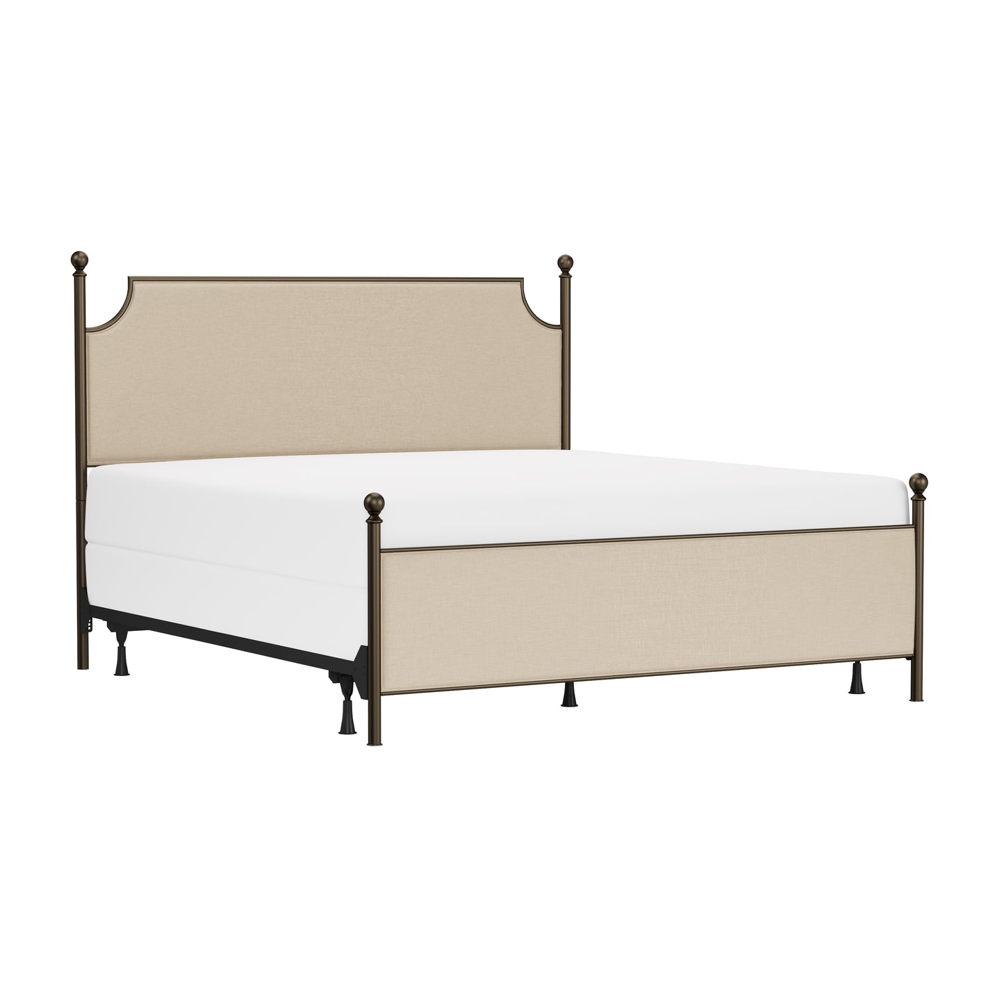 Hillsdale Furniture McArthur King Metal and Upholstered Canopy Bed, Bronze with Linen Stone Fabric