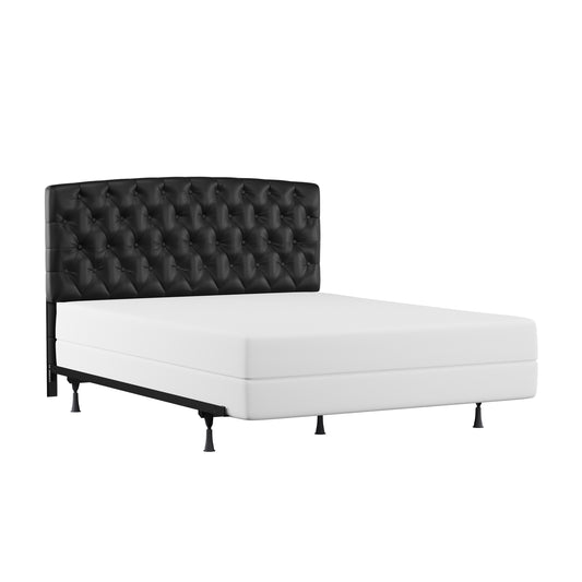 Hillsdale Furniture Hawthorne Queen Upholstered Headboard with Frame, Black Faux Leather