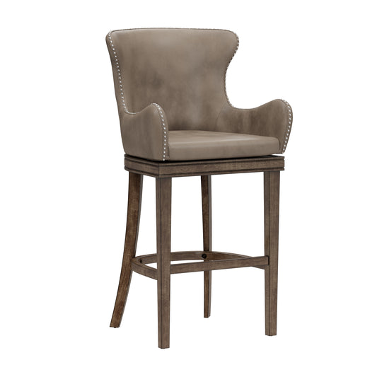 Hillsdale Furniture Caydena Wood Bar Height Return Swivel Stool, Smoke Brown