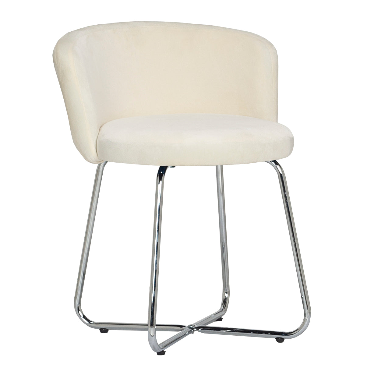 Hillsdale Furniture Marisol Metal Vanity Stool, Chrome with Off White Fabric