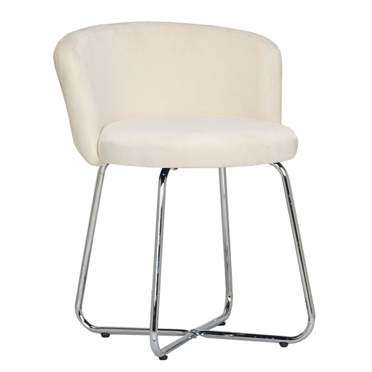 Hillsdale Furniture Marisol Metal Vanity Stool, Chrome with Off White Fabric