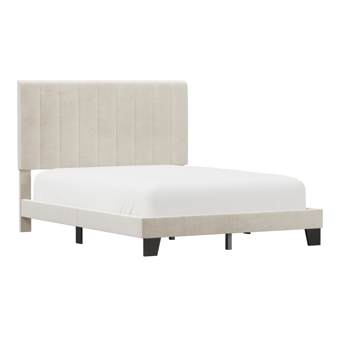 Hillsdale Furniture Crestone Upholstered Adjustable Height Queen Platform Bed, Cream