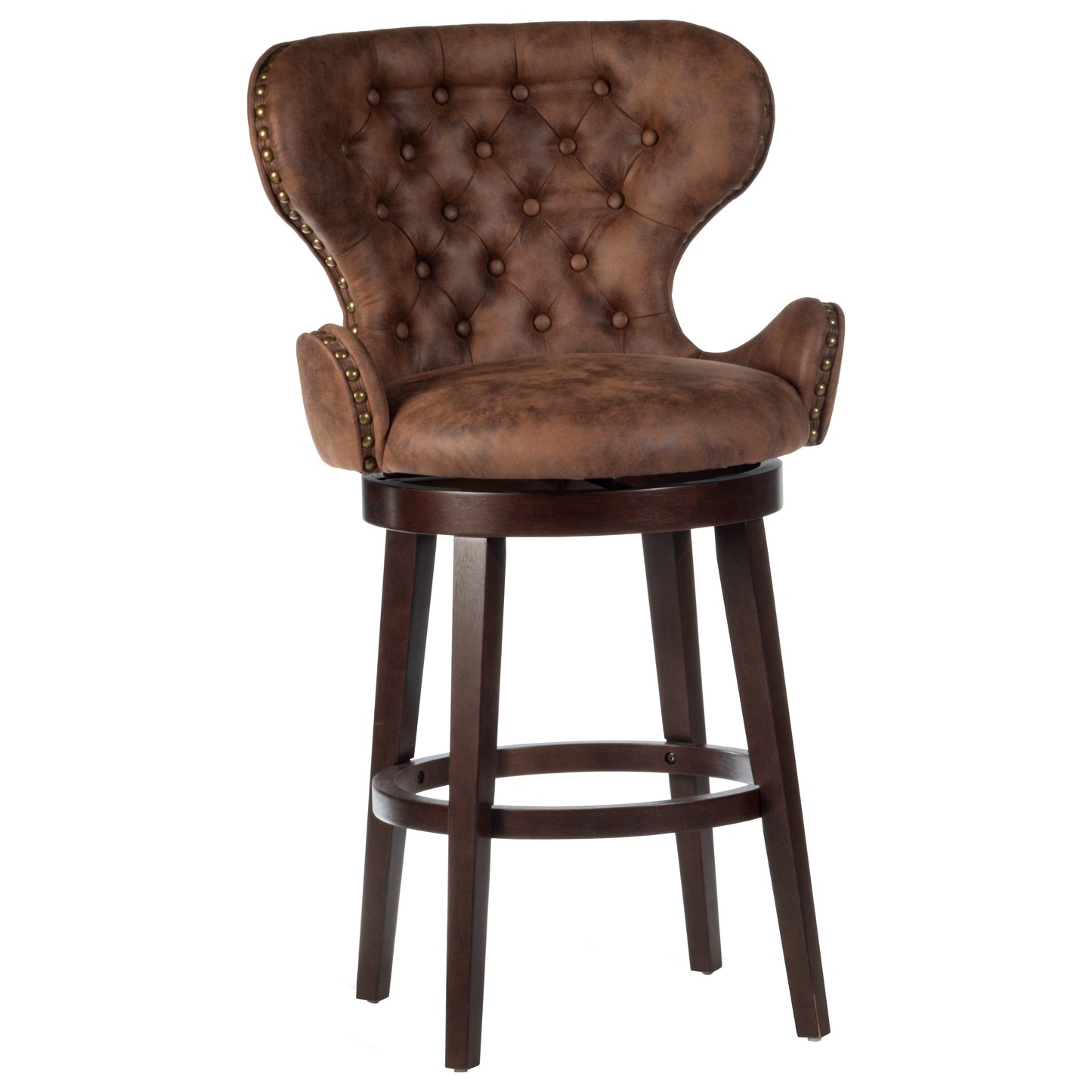 Hillsdale Furniture Mid-City Upholstered Wood Swivel Counter Height Stool, Chocolate