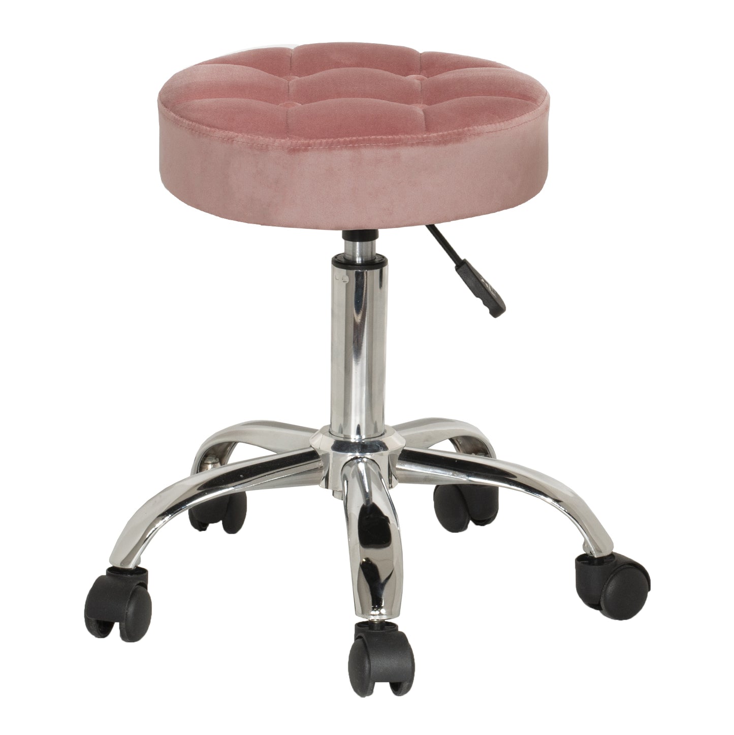 Hillsdale Furniture Nora Metal Adjustable Backless Vanity/Office Stool, Chrome with Chrome with Dusty Pink Velvet