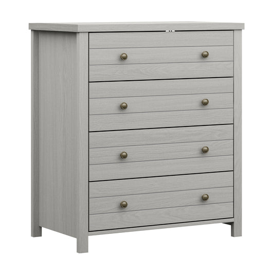 Living Essentials by Hillsdale Harmony Wood 4 Drawer Chest, Gray