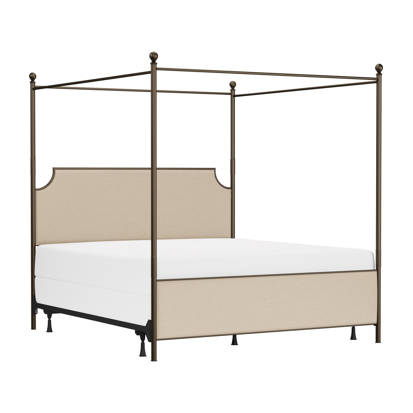 Hillsdale Furniture McArthur King Metal and Upholstered Canopy Bed, Bronze with Linen Stone Fabric