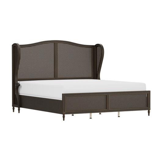 Hillsdale Furniture Sausalito Wood and Cane King Bed, Oiled Bronze