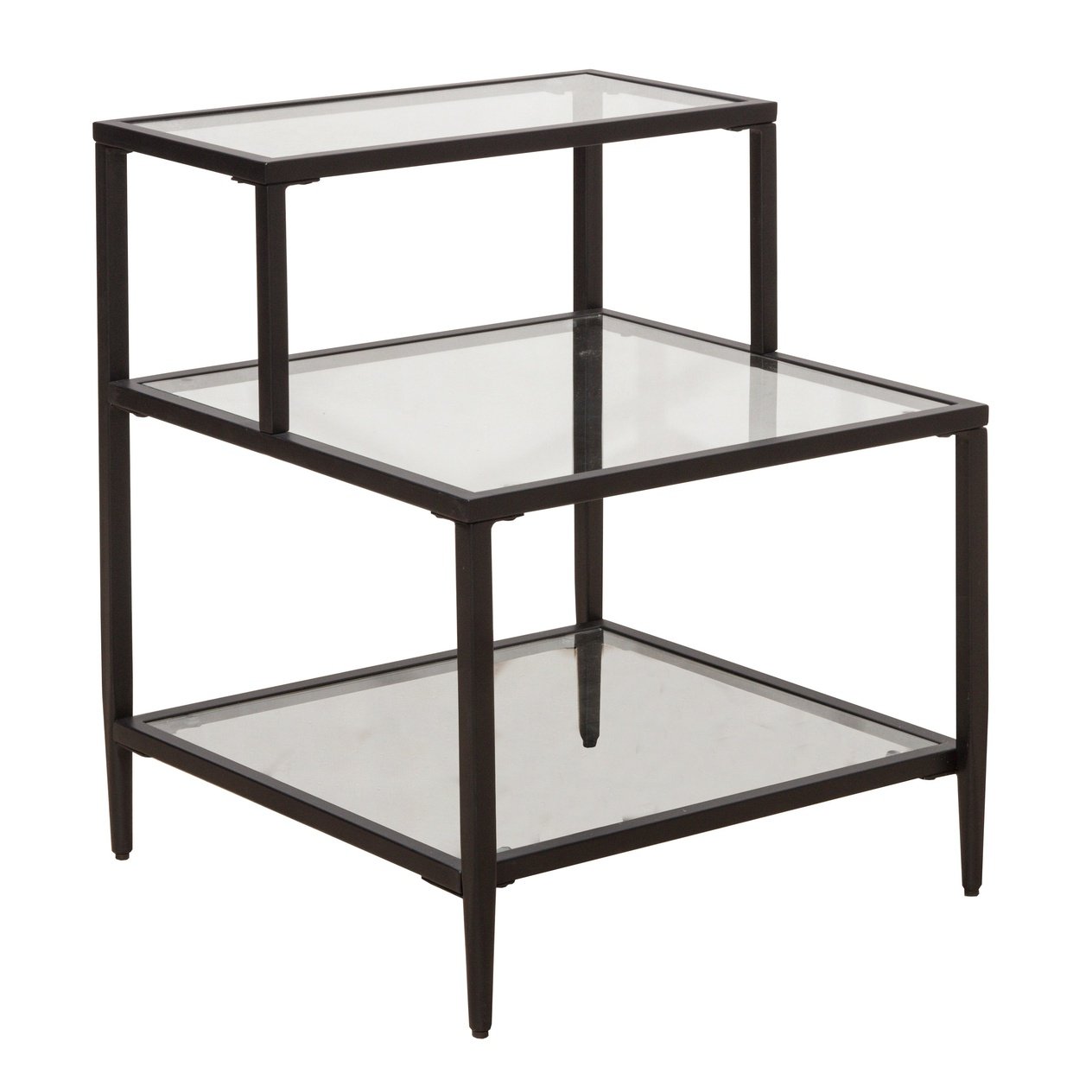 Hillsdale Furniture Harlan Metal and Glass End Table, Black