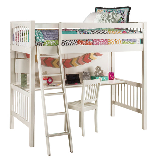 Hillsdale Kids and Teen Pulse Wood Twin Loft Bed with Chair, White